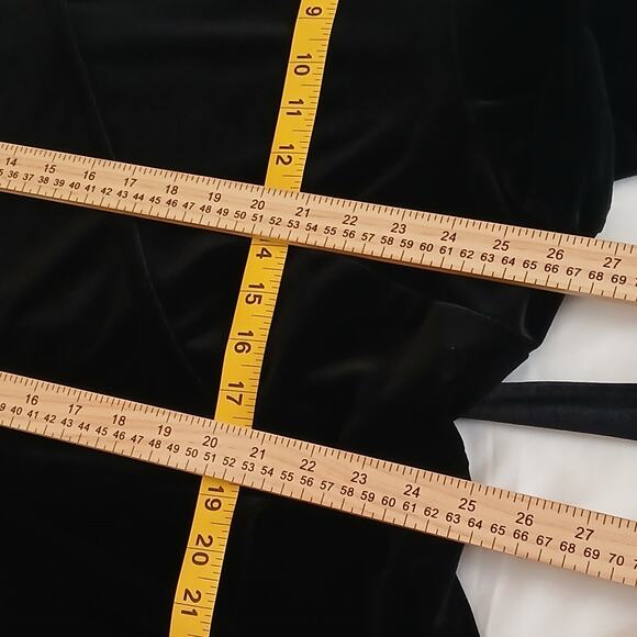 J. Jill Women’s 4X Velvet Wrap Dress Black Midi Tassel Tie Waist - Picture 15 of 16